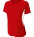 NW3223 A4 Women's Color Blocked Performance V-Neck SCARLET/ WHITE front view