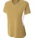NW3223 A4 Women's Color Blocked Performance V-Neck VEGAS GOLD/ WHT front view