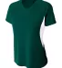 NW3223 A4 Women's Color Blocked Performance V-Neck FOREST/ WHITE front view