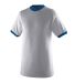710 Augusta Sportswear Ringer T-Shirt in Athletic heather/ royal front view