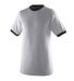 710 Augusta Sportswear Ringer T-Shirt in Athletic heather/ black front view