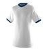710 Augusta Sportswear Ringer T-Shirt in White/ navy front view