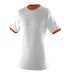 710 Augusta Sportswear Ringer T-Shirt in White/ orange front view