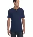 BELLA+CANVAS 3125 Short Sleeve Henley NAVY TRIBLEND front view