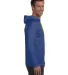 Anvil 987 by Gildan Long-Sleeve Hooded T-Shirt in Hth blu/ neo yel side view