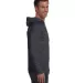 Anvil 987 by Gildan Long-Sleeve Hooded T-Shirt in Hth dk gy/ dk gy side view
