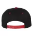 110F Flexfit Wool Blend Flat Bill Snapback Cap  in Black/ red back view