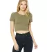 BELLA 6681 Womens Poly-Cotton Crop Top HEATHER OLIVE front view
