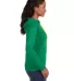 887L Anvil Ladies' Ringspun Long-Sleeve Hooded T-S in Hth grn/ neo yel side view