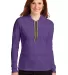 887L Anvil Ladies' Ringspun Long-Sleeve Hooded T-S in Hth prp/ neo yel front view