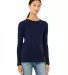 BELLA 6500 Womens Long Sleeve T-shirt in Navy front view