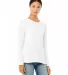 BELLA 6500 Womens Long Sleeve T-shirt in White front view