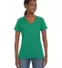 88VL Anvil - Missy Fit Ringspun V-Neck T-Shirt in Heather green front view