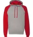 96CR JERZEES - Nublend® Colorblocked Hooded Pullo Oxford/ True Red front view