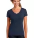 DM401 District Made™ Ladies Mini Rib V-Neck Tee New Navy front view