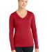 LST353LS Sport-Tek® Ladies Long Sleeve V-Neck Com in True Red