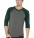 BELLA+CANVAS 3200 Unisex Baseball Tee GRY/ EMER TRBLND front view