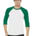 BELLA+CANVAS 3200 Unisex Baseball Tee WHITE/ KELLY front view