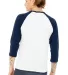 BELLA+CANVAS 3200 Unisex Baseball Tee WHITE/ NAVY back view