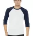 BELLA+CANVAS 3200 Unisex Baseball Tee WHITE/ NAVY front view