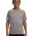 YST361 Sport-Tek® Youth Heather Colorblock Conten in Vnt he/gold front view
