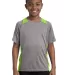 YST361 Sport-Tek® Youth Heather Colorblock Conten Vnt He/Lime Sh front view