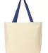 220 Gemline Colored Handle Tote NATURAL/ ROYAL front view