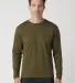 MC1144 Cotton Heritage Men's Indy Long Sleeve Tee Military Green front view