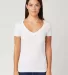 LC1125 Cotton Heritage Juniors V-Neck Tee in White front view
