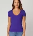 LC1125 Cotton Heritage Juniors V-Neck Tee in Purple front view