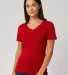 HC1125 Cotton Heritage Womens V-Neck Tee Red front view