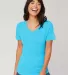 HC1125 Cotton Heritage Womens V-Neck Tee Pacific Blue (Discontinued) front view