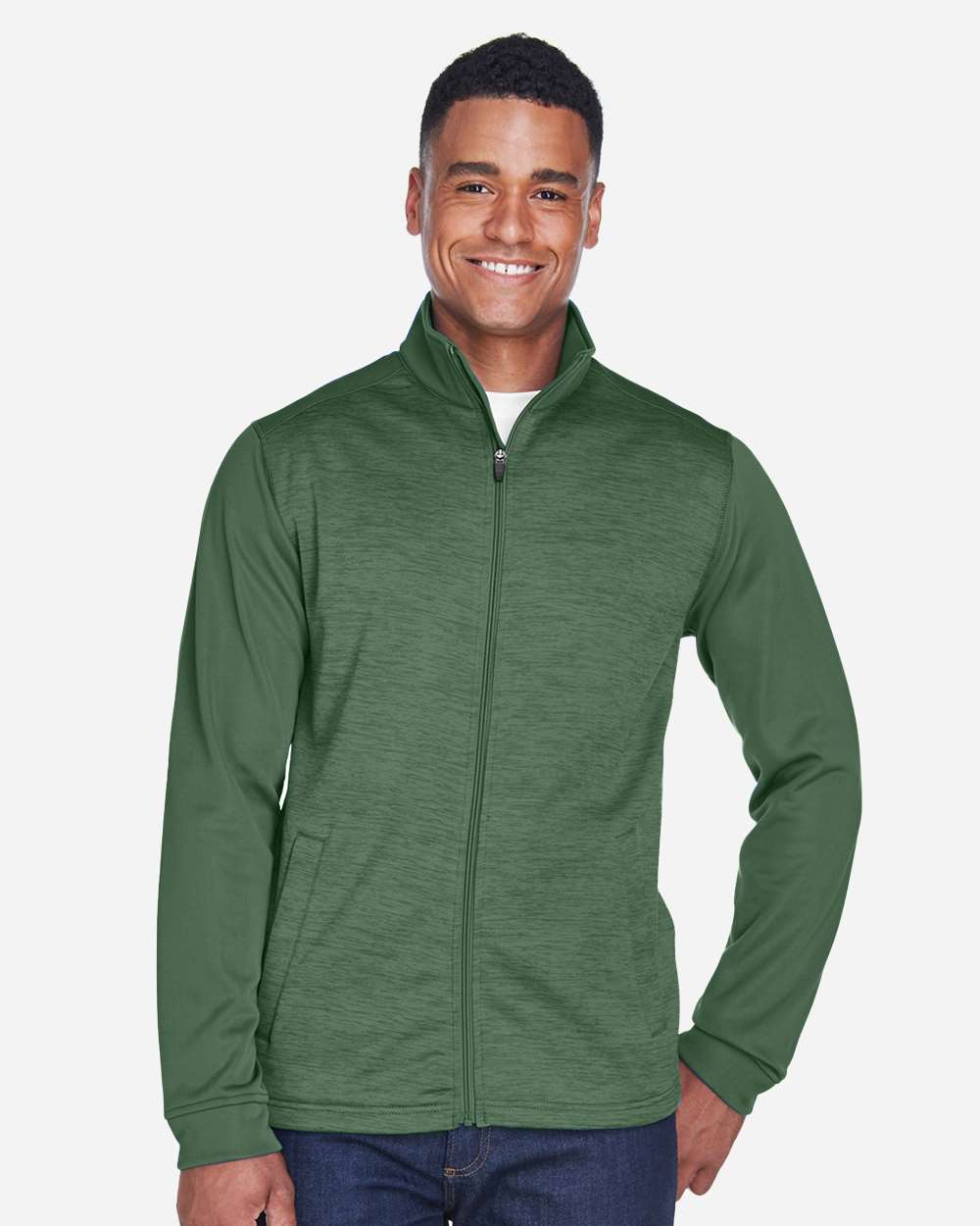 DG796 Devon & Jones Men's Newbury Colorblock Mélange Fleece Full