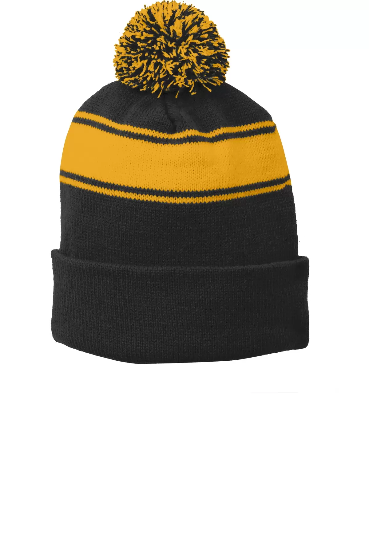 Sport Tek STC28 Sport Tek Stripe Pom Pom Beanie