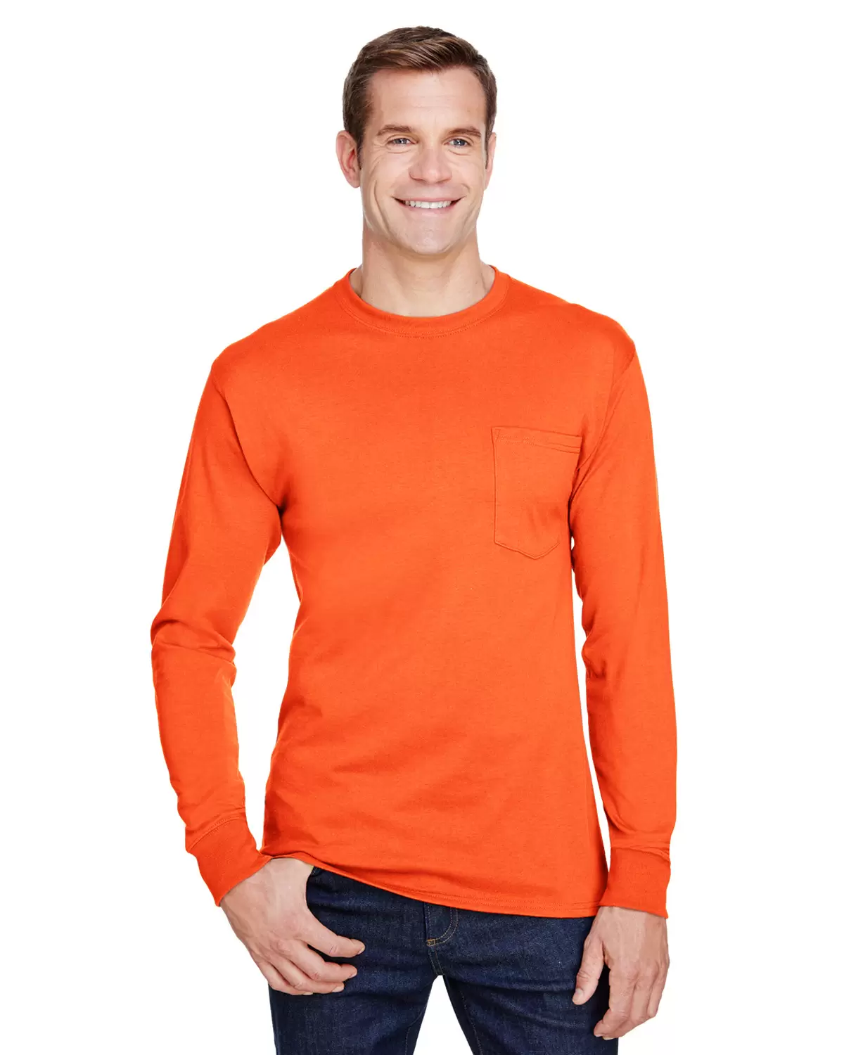 Hanes Men's Long Sleeve Pocket T-Shirt – Crew Neck, Cotton, Solid, Size M (New Without Tags)
