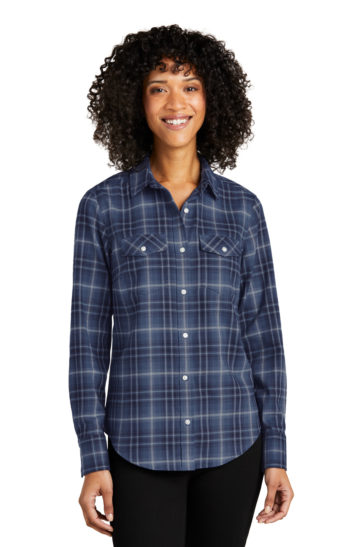 Port Authority Clothing LW672 Port Authority Ladies Long Sleeve Ombre Plaid  Shirt