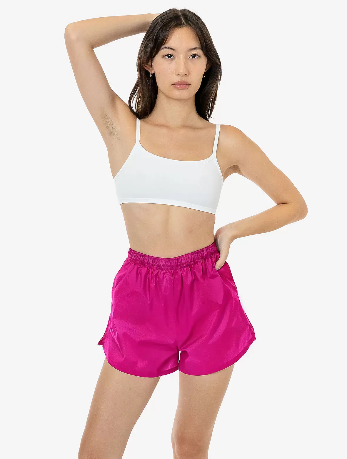 Los Angeles Apparel RNF314 Nylon Taffeta Track Shorts Cerise