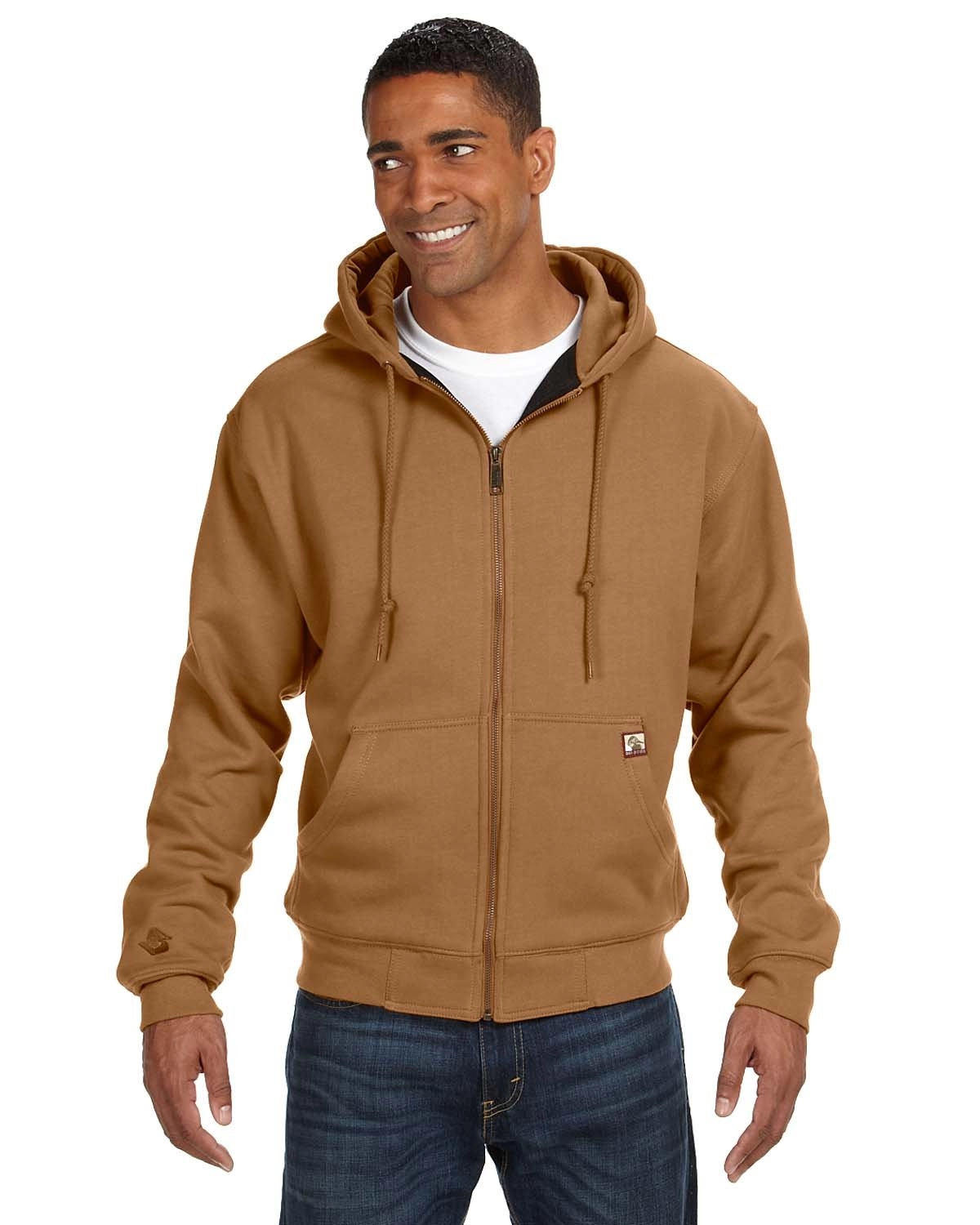 Zip Front Fleece Jacket-Cotton /Spandex Blend, Black, X-Large