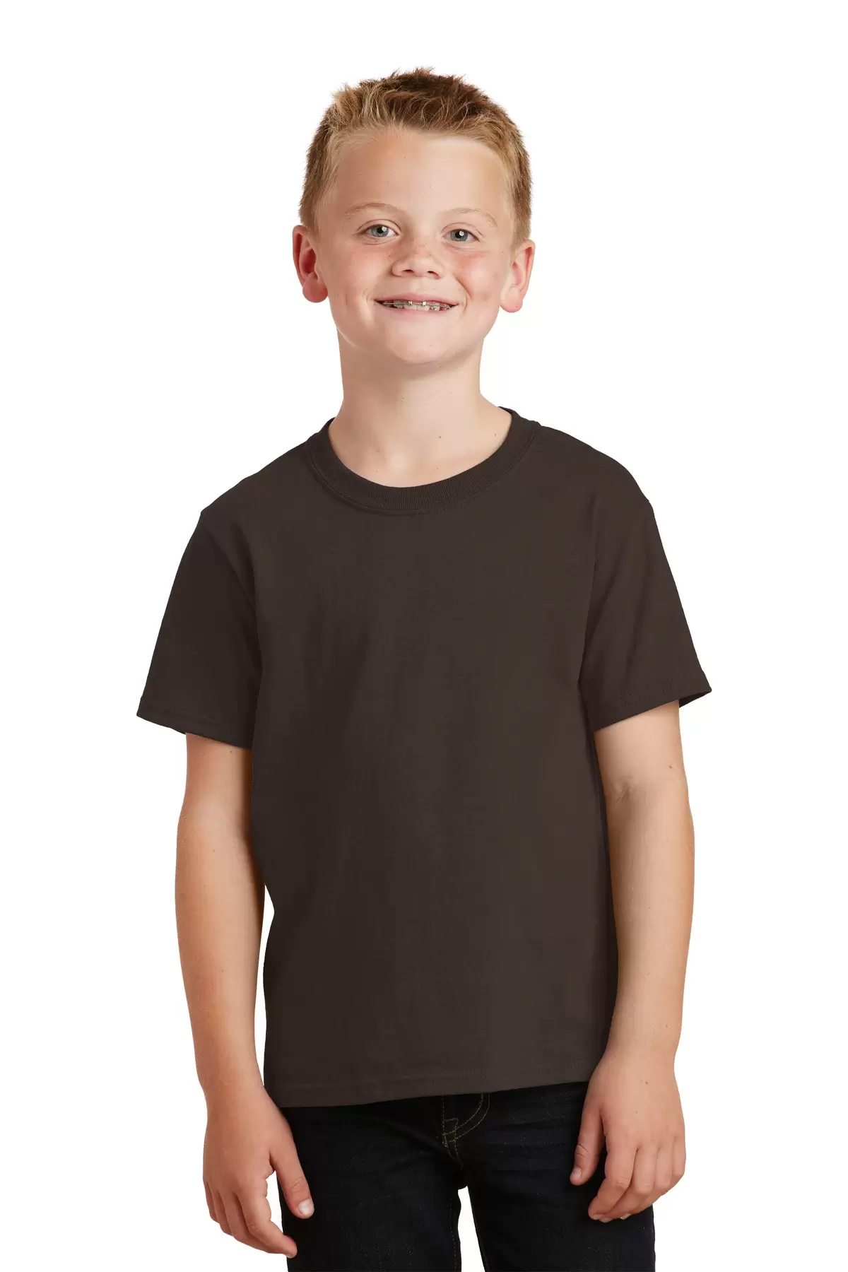 margen Tilbageholdenhed Svin Port & Company Youth 5.4 oz 100 Cotton T Shirt PC54Y Dk Choc Brown