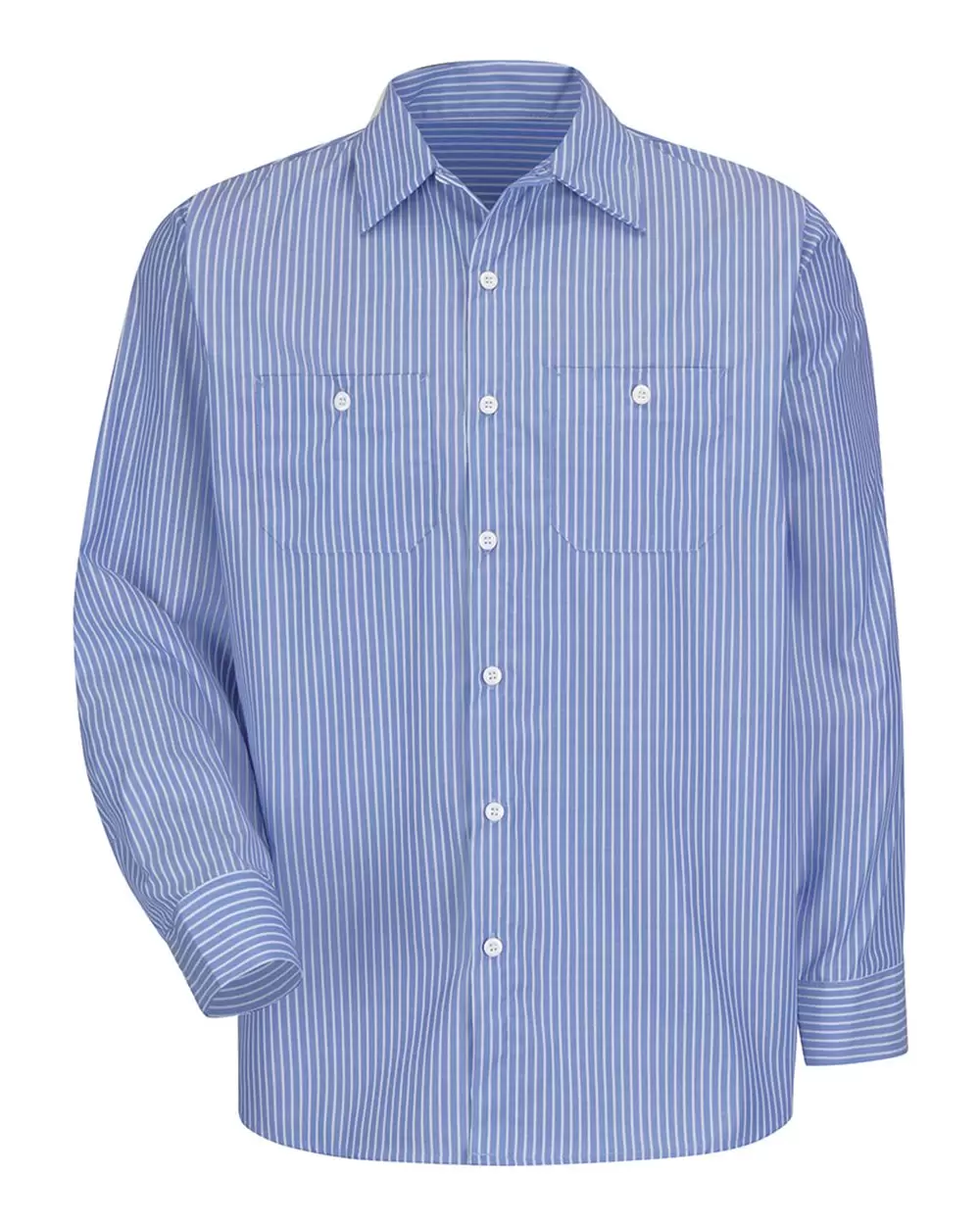 Red Kap CS10 Long Sleeve Striped Industrial Work Shirt - Blue/White