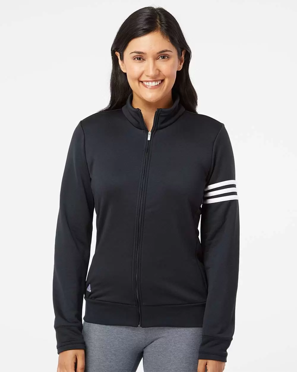A191 adidas - Ladies' ClimaLite® 3-Stripes French Terry Full-Zip Jacket -  From $36.17